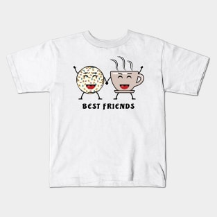 Best Friends - Donut And Coffee - Funny Character Illustration Kids T-Shirt